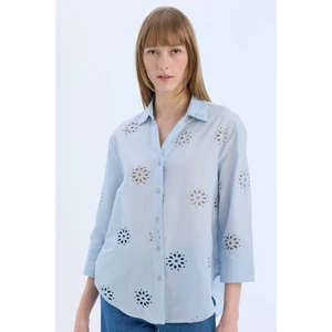 %100 Pamuk Oversize Brode Gömlek B5419AX25SP