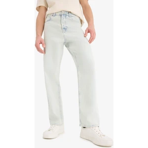 %100 Pamuk Baggy Fit Geniş Kalıp Normal Bel Düz Paça Jean Yıkamalı Pantolon D7317AX25SP
