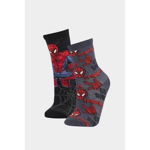 Erkek Çocuk Marvel Spiderman 2'li Pamuklu Uzun Çorap E5167A8NS