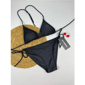 Siyah Boyundan Bağlamalı Şık Üçgen Kadın Bikini Takımı
