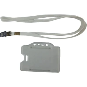 Kart Koruyucu Şeffaf 5 Adet + Kart Askı Ipi Beyaz Metal Klipsli 5 Adet Set