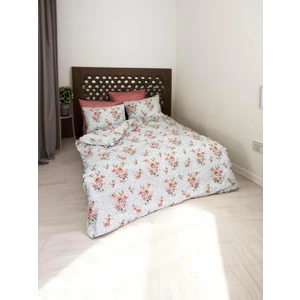 Lila Moon Almira Çiçek Desenli (Pudra) Çift Kişilik Pamuklu Nevresim Takımı