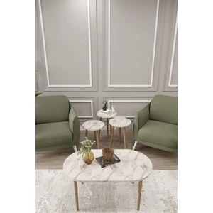 Wood Aria Zigon ve Orta Sehpa Seti, Salon Seti, Sehpa Seti, Oturma Odası Set Oval