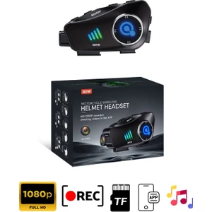 Q28 Intercom Kameralı Hd 1080P Kameralı Kask Kulaklık Su Geçirmez 32GB Hafıza Kartlı