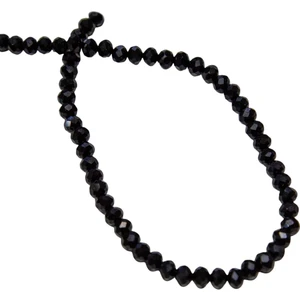 Serhat Aksesuar ve El İşçiliği 6 mm Siyah Kristal Cam Boncuk 1 Dizi - (80-85 Adet)