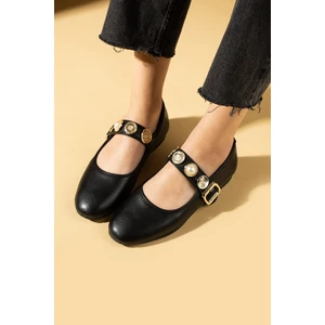 Pembe Potin Incili Tokalı Rahat Taban Kadın Babet 57-40-25