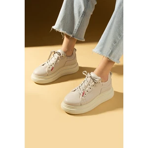 Pembe Potin Yüksek Taban Bağcıklı Comfort Kadın Sneakers 36-1050-25
