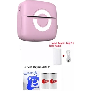 Mini Akıllı Pembe Yazıcı Cep Telefonu Bluetooth Taşınabilir Termal Fotoğraf Etiket