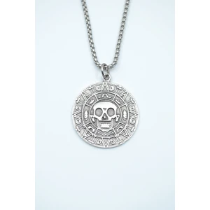 Bu Farklı Aztec Karayip Korsanları Madalyon Örme Zincir Kolye - Gümüş Kaplama - Erkek Kadın Kolye - NO:1378