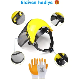 Profesyonel Kafa Ayarlı Koruyucu Tırpan Maskesi + Eldiven Hediye