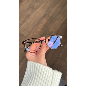 Cat Eye Leopar Desenli Blue Block Gözlük