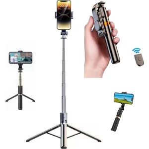 K8 Bluetooth Kumandalı 130CM Tripod Telefon Tutuculu Selfie Çubuğu Telefon Tripodu - Youtuber-Tiktok Tripodu