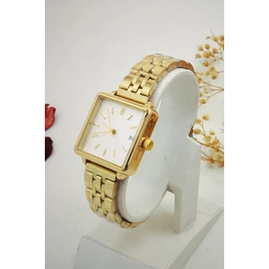 Vintage Metal Kadın Kol Saati Takvimli Gold