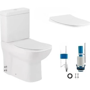 Petite Kanalsız Rim-Ex Duvara Sıfır Klozet + Yavaş Kapanır Kapak + Vitra Iç Takım Set