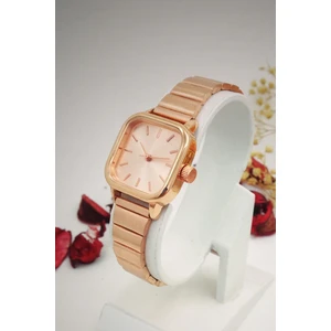 Kare Vintage Minimal Kadın Kol Saati Full Rose