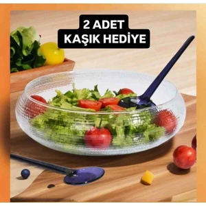 Kaşıklı Cam Salata Kasesi 30 cm Kase
