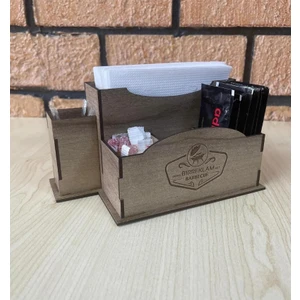 Ahşap Cafe Restaurant Oteller Için Masa Üstü Peçetelik Logolu