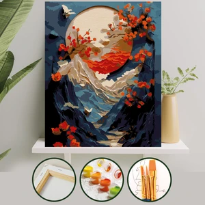 Sayılarla Boyama Tuval Seti Fırça Boya Dahil (Çıtalı) 40X50 cm - Dağlar