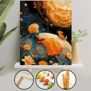 Sayılarla Boyama Tuval Seti Fırça Boya Dahil (Çıtalı) 40X50 cm - Küçük Prens