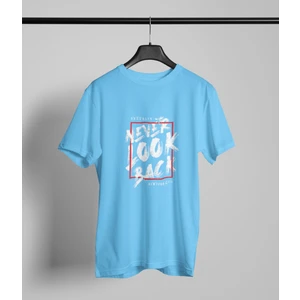 Never Look Back Baskılı Oversize Bisiklet Yakalı Tişört