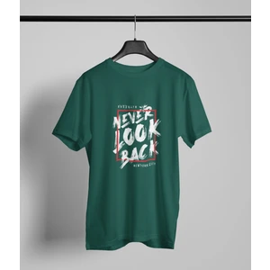 Never Look Back Baskılı-Oversıze-Bisiklet Yakalı Tişört