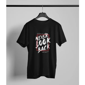 Never Look Back Baskılı-Oversıze-Bisiklet Yakalı Tişört
