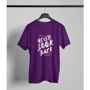 Never Look Back Baskılı-Oversıze-Bisiklet Yakalı Tişört