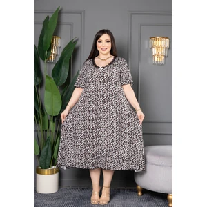 Bambu U Yaka Dantel Detaylı Etek Kol Suffle Overlok Kloş Battal Beden