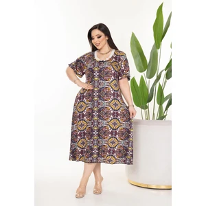 Bambu U Yaka Dantel Detaylı Etek Kol Suffle Overlok Kloş Battal Beden