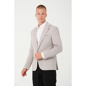 Erkek Slim Fit Blazer Ceket Krem