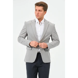 Erkek Slim Fit Likralı Blazer Ceket Açık Gri