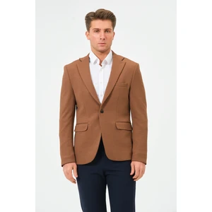 Erkek Slim Fit Blazer Ceket Kahverengi