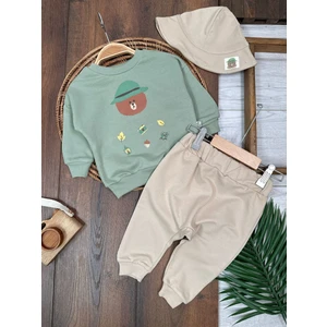 Kampçı Ayıcık Temalı Şapkalı Oversize Erkek Bebek Takım