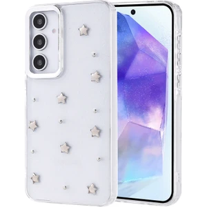 Techno Guru Samsung Galaxy A35 Kılıf Simli Kamera Çerçveli ve Mini Figür Desenli Ultra Koruma Sağlayan Kutup Sert Silikon Kapak