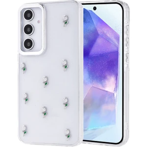 Samsung Galaxy A35 Kılıf Simli Kamera Çerçveli ve Mini Figür Desenli Ultra Koruma Sağlayan Kutup Sert Silikon Kapak