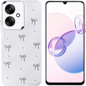 Redmi 13C Kılıf Simli Kamera Çerçveli ve Mini Figür Desenli Ultra Koruma Sağlayan Kutup Sert Silikon Kapak