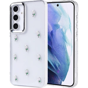 Samsung Galaxy A55 Kılıf Simli Kamera Çerçveli ve Mini Figür Desenli Ultra Koruma Sağlayan Kutup Sert Silikon Kapak