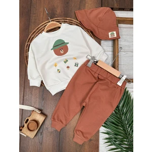 Kampçı Ayıcık Temalı Şapkalı Oversize Erkek Bebek Takım