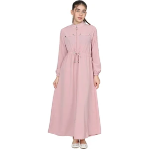 Kız Çocuk Uzun Kristal Krep Tesettür Ferace ELBISE-FRC-0005