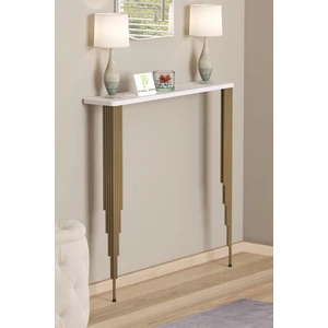 Pinhal Home Dresuar Petek Üstü Raf Oval Kenar Beyaz Gold Ayak 60*18cm (50cm Altı Petekler İçin Geçerlidir)