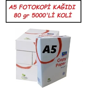 A5 Fotokopi Kağıdı 80GR 5000 Adet  (Dikkat A4'ün Yarısıdır)