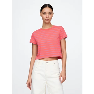 Kadın Turuncu %100 Organik Pamuk Vintage Soft Crop T-Shirt