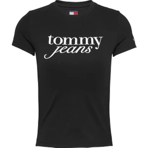 Tommy Jeans Bisiklet Yaka Siyah Kadın T-Shirt DW0DW19447BDS