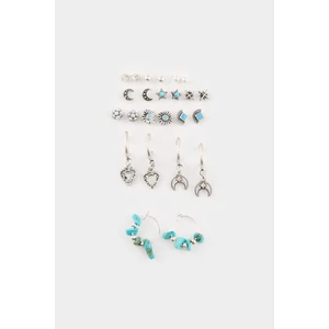 Kadın Mavi Taşlı 11'li Silver Küpe E4507AXNS