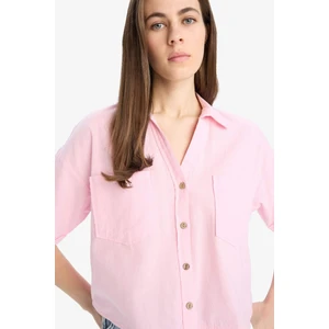 Boxy Fit Basic Düz Kısa Kollu Gömlek	 V2523AZ25SP