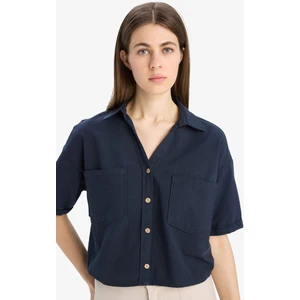 Boxy Fit Basic Düz Kısa Kollu Gömlek V2523AZ25SP