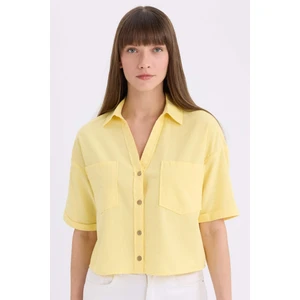 Boxy Fit Basic Düz Kısa Kollu Gömlek V2523AZ25SP