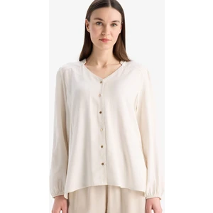Regular Fit Bisiklet Yaka Simli Kumaş Uzun Kollu Gömlek F0226AX25SP