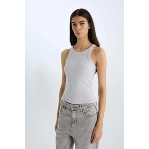 Slim Fit Dar Kesim Halter Yaka Basic Düz Fitilli Kaşkorse Atlet E2176AX25SP