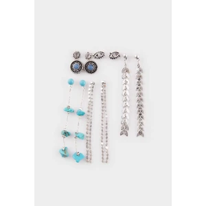 Kadın Mavi Taşlı 6'lı Silver Küpe E4511AXNS